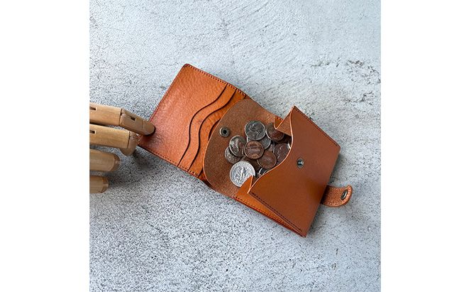 本革 スクエア二つ折り財布 シボ入り栃木レザー ファッション小物 革小物 レザー小物 ウォレット シンプル コンパクト お札入れ 小銭入れ カード入れ オープンポケット 