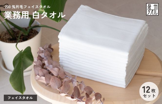G5697 【スピード発送】片毛フェイスタオル 泉州 12枚セット（ホワイト）【フェイスタオル 泉州タオル 吸水 普段使い シンプル 日用品 たおる】