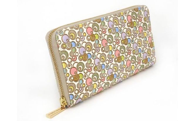 【文庫屋大関】 大容量　ぐるっとファスナーの長財布　ポッピンソーダ【皮革工芸品】 ファッション小物 民芸品 
