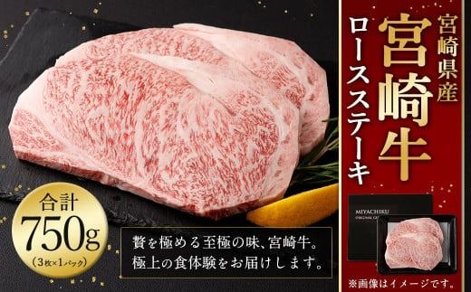 [宮崎牛 ロースステーキ 3枚 750g]1か月以内に順次出荷[c1397_mc] 宮崎牛 ロース ステーキ 牛肉 国産 和牛