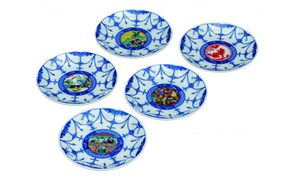 九谷焼　5.2号皿揃　時代絵 （5枚セット）a01 172111_CY2262