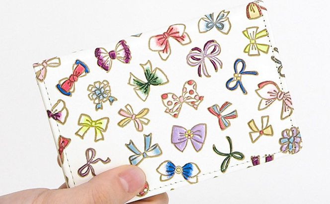 名刺入れ パスカードホルダー プチリボン 文庫屋大関 カードケース パスケース カード 名刺 収納 ケース 名刺ケース 本革 牛革 革 皮革 スリム コンパクト 工芸品 工芸 雑貨 おしゃれ レディース 日本製 東京