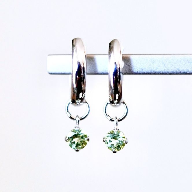 Pt900 プラチナ 2WAY ピアス 地金 ペリドット フープピアス(直径10mm) 保証書付 SMK-5249 SWAD098-peri