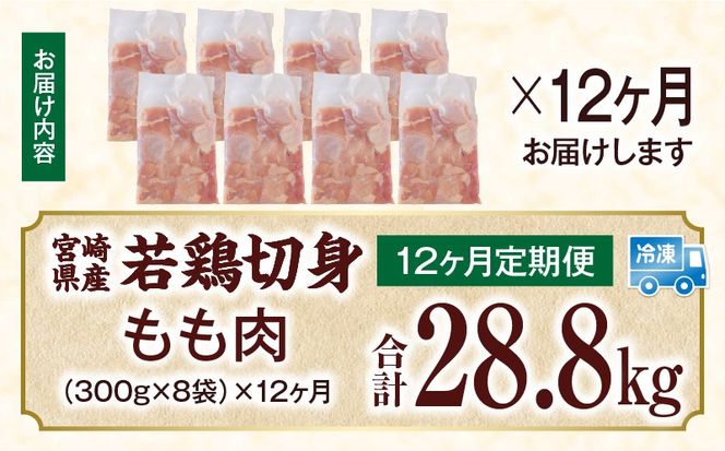 宮崎県産 若鶏切身もも肉 2.4kg（300g×8袋）【12か月定期便】