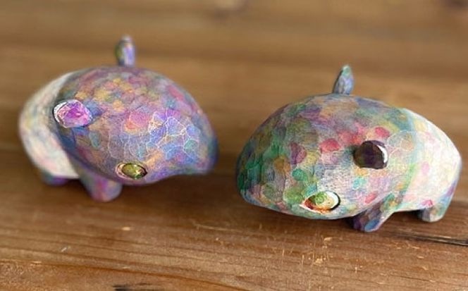 マレーバク 木彫りの置物 1点 オブジェ 動物 糸島市 / しろくも工房【いとしまごころ】[AEO010]