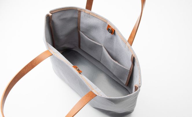 【J-246】ｋｉｉ工房　帆布かばん　スタンダードトートL 手長 先染めグレー【高島屋選定品】