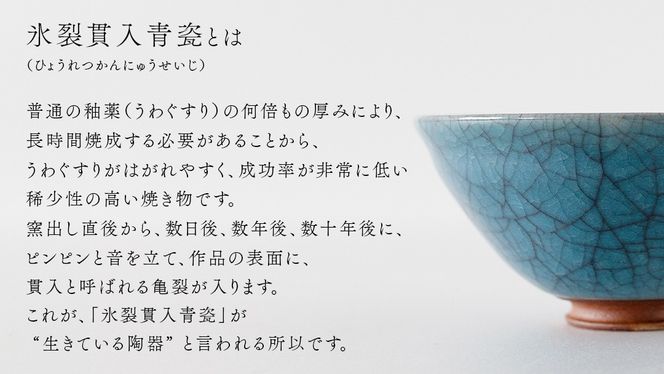 【氷裂貫入青瓷】抹茶茶碗 （小野寺裕司 作） 径13.5cm×高さ6.8cm | 茶碗 湯飲み 夫婦湯飲み 陶器 陶芸 お茶 食器 [EW40-NT]