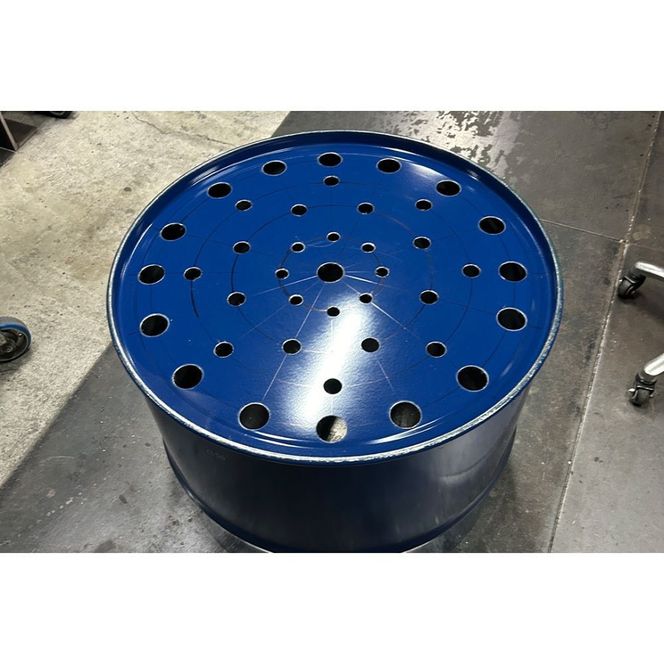 ドラム缶プランター 【本体ネイビー×脚ブラウン色】　　	Z125VC02