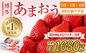 【定期便/3ヶ月連続お届け】博多あまおう約280g×2パック　3カ月定期便【JAほたるの里】_HB0075