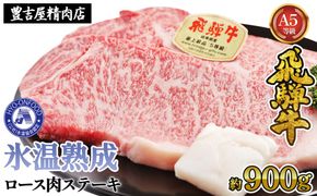 ロース肉ステーキ 5枚（約900g）　氷温(R)熟成　飛騨牛Ａ５等級 リキッドフリーズ [No.533]