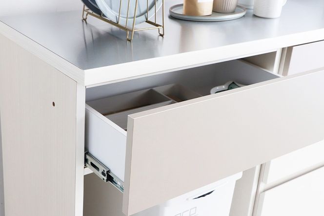 【東馬家具】クラージュ180組合せ_60ダスト引出+60チェスト+60OP引出+180天板ステン【キッチンカウンター キッチン リビング 収納 国産 シンプル ふるさと納税】(H060678)