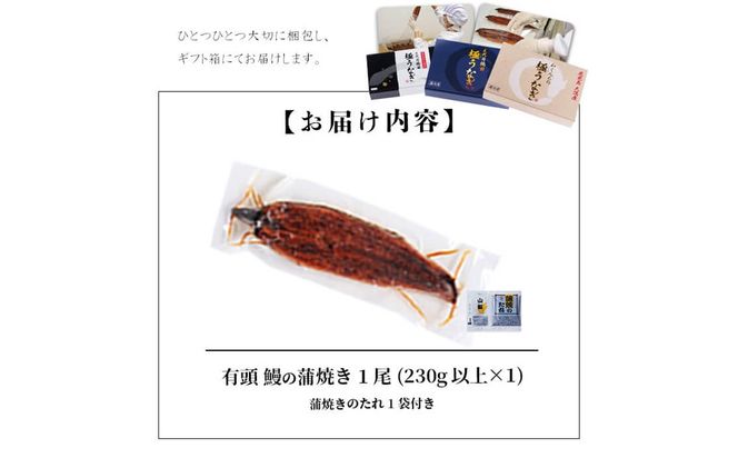 楠田の極うなぎ 蒲焼き 1尾(230g以上) a3-184