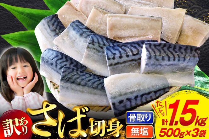 訳あり 骨取り さば 切身 計1.5kg (500g×3p) 小分け 無塩 無添加 [足利本店 宮城県 気仙沼市 20565640] 訳アリ 骨取 サバ 鯖 わけあり