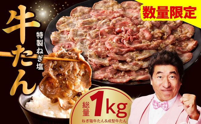 G4774 ねぎ塩牛たん 総量 1kg 【小分け 250g×4P 食べ比べ ねぎ塩 牛タン 薄切り 牛肉 焼肉 BBQ 焼くだけ 訳あり サイズ不揃い】