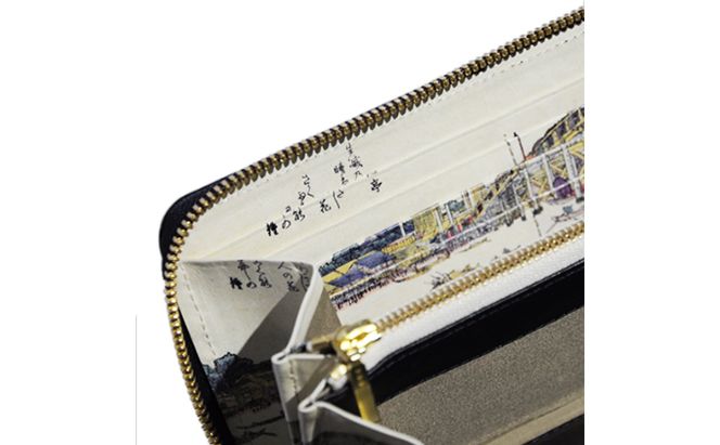 長財布 IKI HOKUSAI キャメル メンズ メンズ財布 本革 革 レザー 日本製 財布 ラウンドファスナー 和風 レディース レディース財布 東京 東京都 墨田区