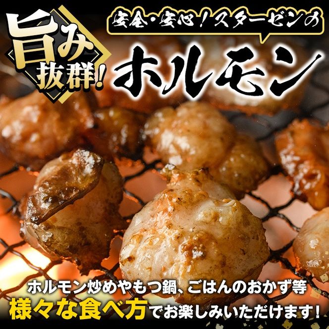 スターゼン特選！国産！牛×豚ホルモン食べ比べ4種セット(合計2.2kg)  阿久根市 国産 特産品 小腸 味付 パック 詰め合わせ 詰合せ 炒め物 鍋 モツ おかず お弁当 小分け 個包装 焼肉【スターゼン】a-12-46-z