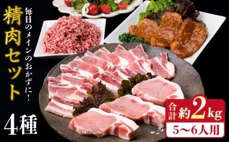 【使いやすい豚肉＆牛肉セット】毎日のメインのおかずを彩る 精肉 セット 4種 計約2㎏ 5～6人前《糸島》【糸島ミートデリ工房】 [ACA204]