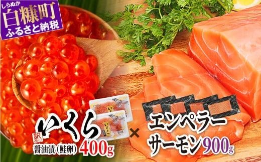 ＼大人気品／ エンペラーサーモン 900g × 訳あり いくら 400g ( 200g ×2 ) の 親子丼セット サーモン 小分け 刺身 食べ方いろいろ 醤油漬け 鮭卵 鮭いくら 海鮮 送料無料 人気 ランキング 北海道 白糠町 ※2025年4月末までにお届け※