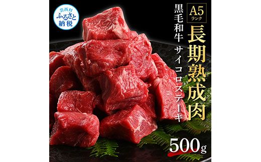 【CF-R7hbk】TKA166　天下味 長期熟成肉 エイジングビーフ 黒毛和牛 もも肉 モモ サイコロステーキ 500g 国産 黒毛和牛 肉 牛肉 和牛 A5ランク 赤身 人気 老舗焼肉店 冷凍 新鮮 真空パック 美味しい おかず 贅沢 お祝い 高知 芸西村 返礼品 故郷納税 贈り物 贈答 ギフト 15000円