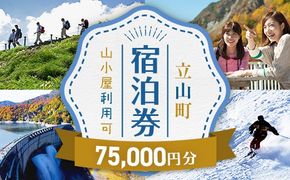 立山町 宿泊施設 宿泊券 75,000円分 宿泊チケット 宿泊 宿 山小屋 山荘 ホテル 旅 旅行 観光 レジャー チケット 登山 トレッキング アルペンルート 山岳観光 立山観光 F6T-1073