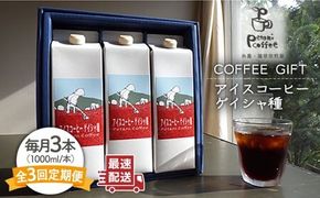 【全3回定期便】アイスコーヒー ゲイシャ種 3本 セット 糸島市 / Petani coffee [ALC021] アイス コーヒー エチオピア ギフト 贈答 プレゼント