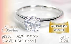 pt950 一粒 1カラット ダイヤモンド リング【H-SI2-Good】 /【中央宝石研究所鑑定書付】 CSR0208-pt SWAV073