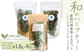 和のハーブティー 常総の野草茶3点セット （どくだみ茶・すぎな茶・よもぎ茶） 自然に還るティーバックタイプ お中元 お歳暮 内祝い 快気祝い ※2026年5月上旬～12月下旬頃に順次発送予定