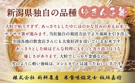 【新米受付・令和8年産米】 新潟県村上市岩船産 ゆきん子舞 3kg（1.5kg×2袋） 1039042N 白米 新潟 岩船 ゆきん子舞 一等米 農家直送 あっさり 低温倉庫保管 新耕農産