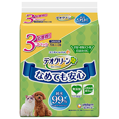 デオトイレ 消臭・抗菌 シート 20枚×4 デオクリーン 純水99％ ウェットティッシュ 詰替用 (70枚×3個P)×2 ペットシーツ ペットシート トイレ 猫 猫用トイレ ペット 清潔 ユニ・チャーム