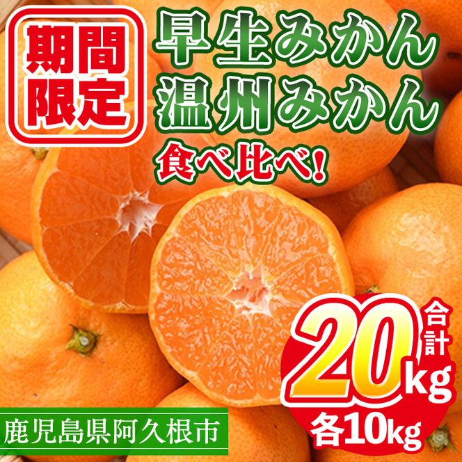 ＜先行予約受付中！2026年12月上旬以降順次発送予定＞ 数量限定！早生・温州ミカン食べ比べセット(合計20kg・各10kg) 国産 フルーツ 果物 蜜柑 柑橘【三笠農業生産】akn051-14
