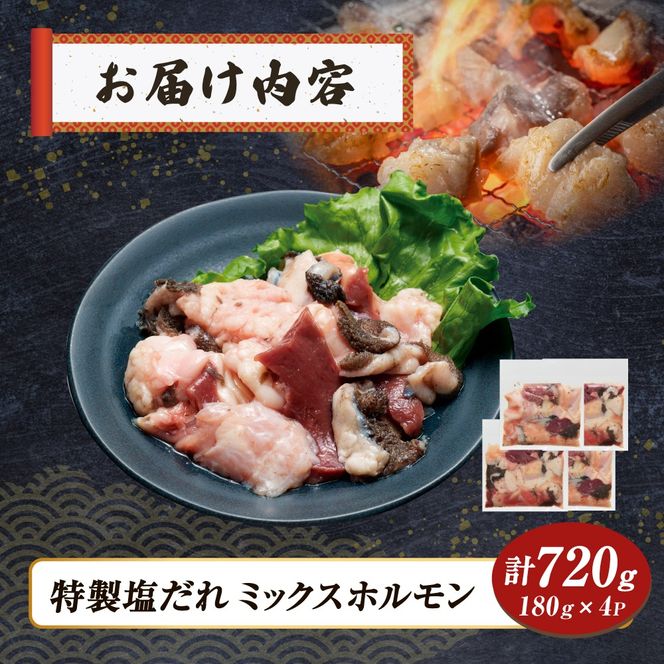 【自社農場和牛】黒毛和牛 特製塩だれミックスホルモン 720g（国産 黒毛和牛 宮崎牛 牛肉 塩だれ ホルモン ミックスホルモン 冷凍 宮崎県 小林市）