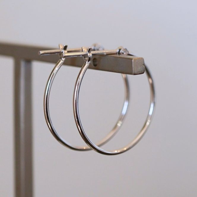 Pt900 プラチナ 地金 パイプ フープ 定番 ピアス（直径20mm) 保証書付 KO-0078 SWAD105