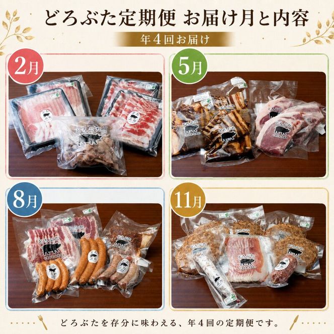 十勝幕別産ブランド放牧豚 どろぶたの定期便（年４回）【 北海道 豚肉 しゃぶしゃぶ ウィンナー ベーコン ジンギスカン とんかつ ロース バラ スライス 惣菜 おかず 】