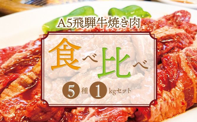 AB-62 A5飛騨牛焼き肉食べ比べ5種1㎏セット