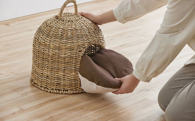 ペットハウス 猫 犬 ペット ベッド PHR-D3530 アイリスオーヤマ おしゃれ ラタン調 ドーム 室内 オールシーズン ナチュラル クッション付き 