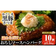a679 「かごしま黒豚さつま」黒豚ハンバーグおろしソース計1.5kg！(150g×10パック)【AKR Food Company】姶良市 国産 鹿児島県産 肉 豚 豚肉 総菜 冷凍ハンバーグ おかず 温めるだけ 簡単 冷凍 個包装 小分け 一人暮らし