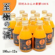 【無添加】田村みかんの新鮮100％ジュース「至極の一滴」180ml×12本入り