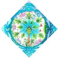 ［琉球イラストレーション］ 与儀勝之 『パパイヤの園 / The Garden of Papaya』 額装Lサイズ インテリア 雑貨 アート おしゃれ おすすめ 沖縄市 / yogima office[BCAI005]