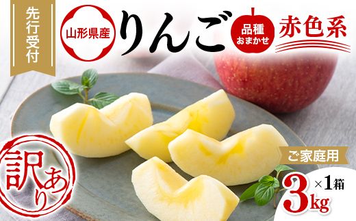 FYN6-597 ご家庭用 山形県産 品種おまかせ りんご 赤色系 約3kg 2026年10月中旬から順次発送 果物 くだもの フルーツ 林檎 リンゴ アップル 秋果実 生産者支援 農業者支援 支援品 自宅用 家庭用 訳アリ ワケアリ 山形県 西川町 月山