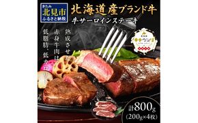 キタウシリ 牛サーロインステーキ 200g×4枚 ( 牛肉 サーロインステーキ 肉 ステーキ 赤身肉 ニク にく 北海道 国産牛 北見市 ブランド牛 赤身 ヘルシー 数量限定 )【173-0002】