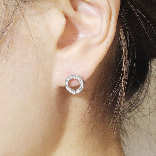 プラチナ　0.20ct　サークルダイヤモンドピアス　BQ-161