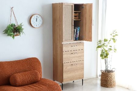 【東馬家具】TMフォカス 麻扉+60チェスト+脚【収納棚 シャビー調 木目 おしゃれ 飾り棚 完成品 脚・取っ手のみ取付】(H060625)