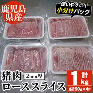 阿久根産！猪肉ローススライス(計1kg・250g×4パック 2mm厚) 国産 九州 イノシシ肉 しし肉 ロース肉 いのしし 鍋 低脂質 ジビエ シシ汁 BBQ バーベキュー 小分け パック 【一般社団法人いかくら阿久根】a-16-56-z