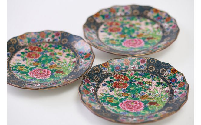 九谷焼 錦絵 4号小皿 3枚セット 伊野正峰 172111_CY5005