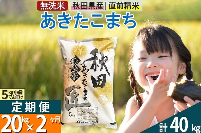 【無洗米】＜令和7年産＞《定期便2ヶ月》秋田県産 あきたこまち 20kg (5kg×4袋) ×2回 20キロ お米 匠  [サンファーム西木 定期便 お米定期便 無洗米 あきたこまち ごはん 米 お米]|02_snk-030802s