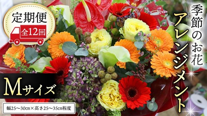 定期便 12ヶ月 】 毎月届く 季節の アレンジメント Mサイズ 花