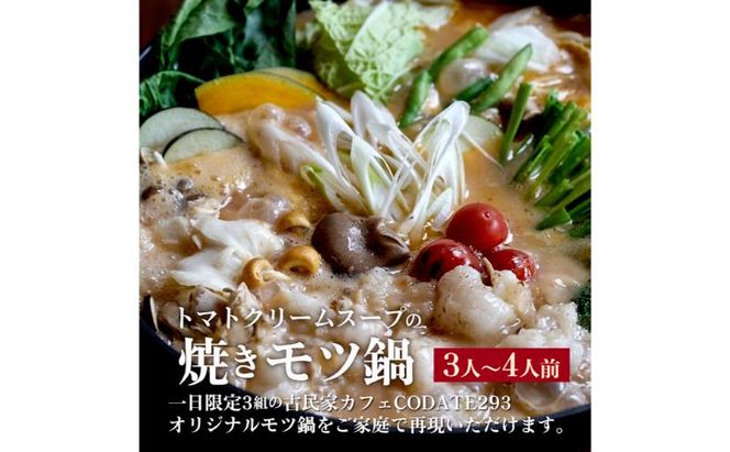 トマトクリームスープの焼きモツ鍋セットギフトボックス入り(3～4人前)【CODATE293×肉のヒライ】
