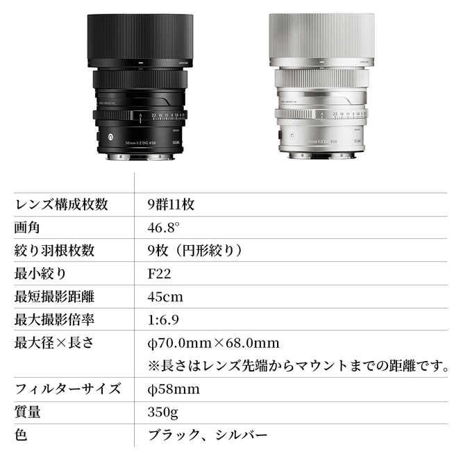 SIGMA 50mm F2 DG | Contemporary【Lマウント】（ブラック）