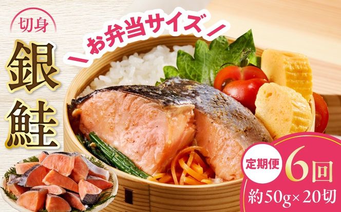 G4011 【定期便】銀鮭 切身 約50g×20切れ 全6回【お弁当サイズ 小分け 漁師 手切り 1kg さけ サケ 切り身 弁当 朝食 時短 訳あり サイズ不揃い 規格外 冷凍食品】