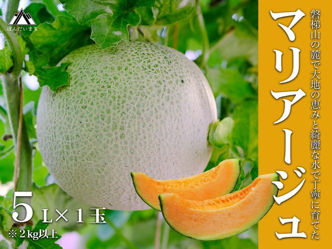 【期間限定】【数量限定】磐梯町産 赤肉メロン 『マリアージュ』 1 玉 5L サイズ　※8月10日以降順次発送